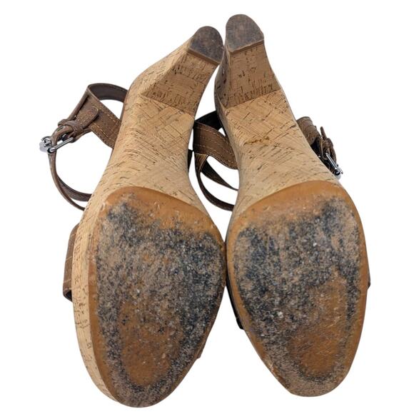 Miu Miu Brown Cork Platform Sandals Double Buckle Heels Size 41 - Picture 6 of 6